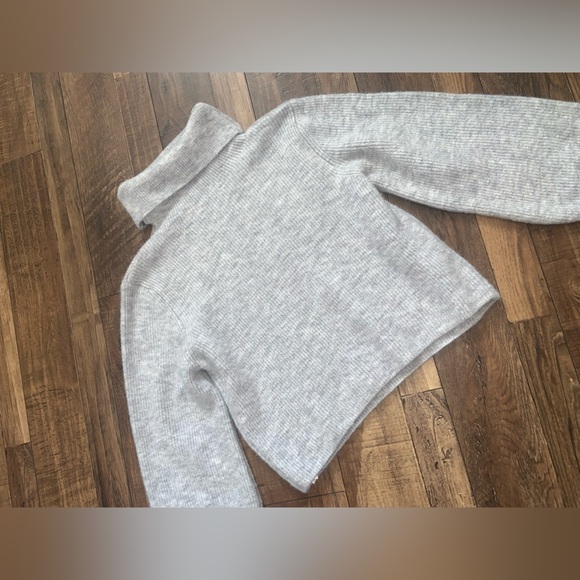 Topshop ballon sleeve turtleneck grey sweater 98$ boho spring knit glam classic - Picture 2 of 5
